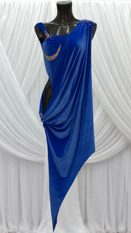 BLUE MESH ASYMMETRIC BODY SUIT