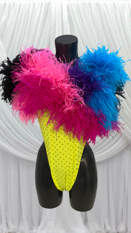 MIXED FEATHER BODY SUIT