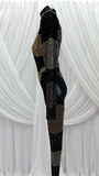 BLACK CATSUIT WITH FULL COVER CRYSTAL