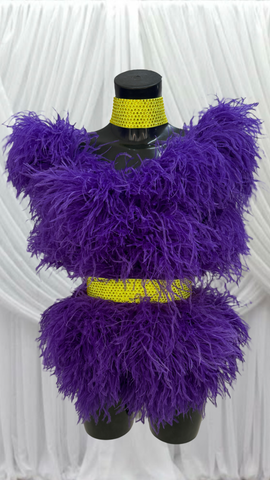 PURPLE FEATHER BODYSUIT