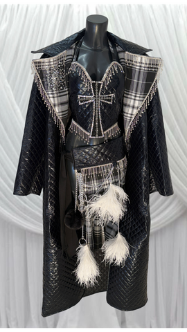 BLACK AND WHITE TARTAN 2 PIECE WITH JACKET