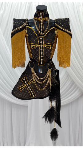 BLACK AND GOLD CORSET AND SKIRT