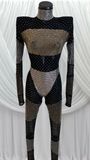 BLACK CATSUIT WITH FULL COVER CRYSTAL