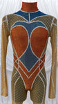 NUDE MESH CATSUIT WITH ALLOVER CRYSTAL DETAILS