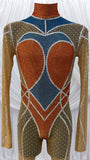 NUDE MESH CATSUIT WITH ALLOVER CRYSTAL DETAILS