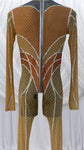 NUDE MESH CATSUIT WITH ALLOVER CRYSTAL DETAILS