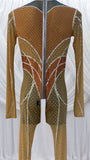 NUDE MESH CATSUIT WITH ALLOVER CRYSTAL DETAILS